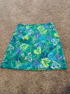 Lilly Pulitzer Green Tropical Print A-Line Women's Skirt